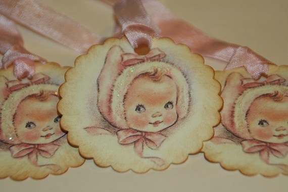 Vintage Baby Girl Shower Gift Tags