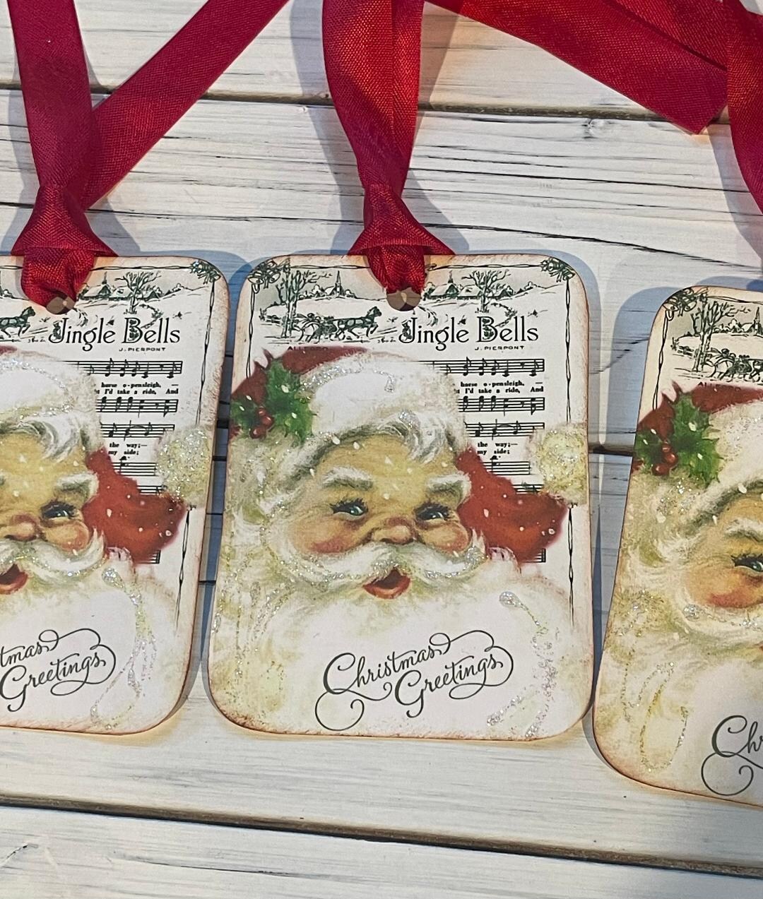 Santa Bell Note Jingle Bells Music Sheet Christmas Santa Gift Tags, Holiday Tags ...