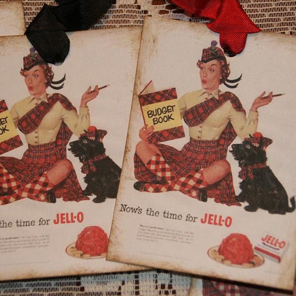 Scotty Dog and Jello  vintage advertising Ad Tags