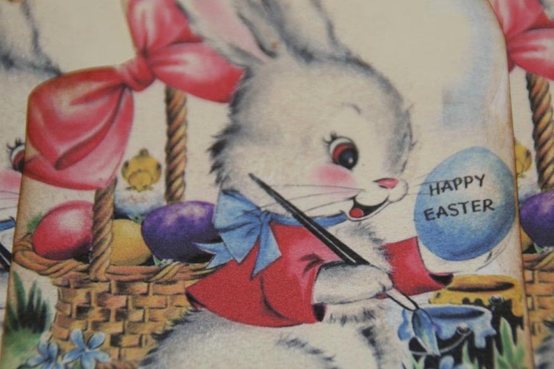 Easter Bunny Gift Tags Vintage Easter Bunny Card or Tags image 2