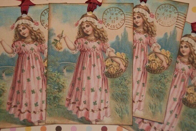 Pretty Flower Garden Girl GIFT TAGS