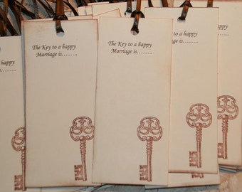 Wedding Wish Tags - Qty 75 - The Key to a happy Marriage is.......Wedding Wish Tree Tags Wedding Favor Tags