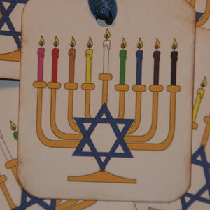 Menorah Hanukkah Star of David Gift Tags