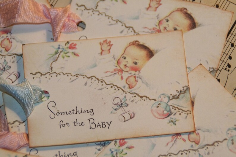 Something For The Baby Gift Tags , Baby Shower Tags, New Baby image 1