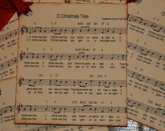 Music Sheet O Christmas Tree Gift or Hang Tags