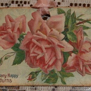 Pink Roses Many Happy Returns Gift Hang Tags image 2