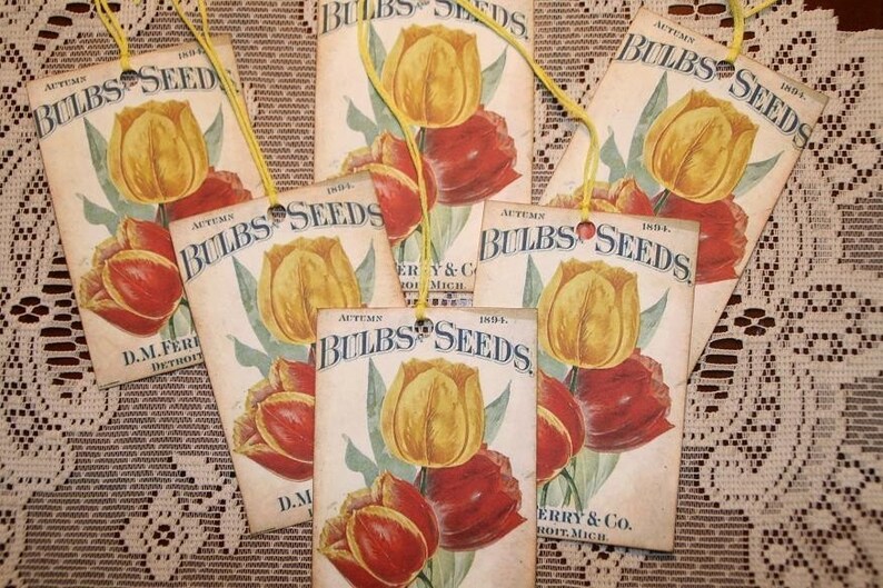 Vintage D.M. Ferry and Co 1894 Bulbs and Seeds Ad Gift Tags image 2