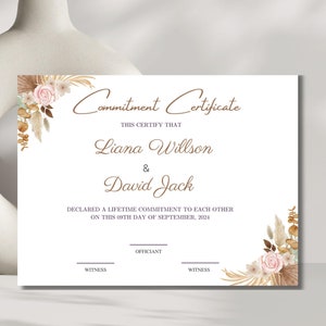 Zertifikat über Engagement Vorlage I Canva Vorlage, bearbeitbares Hochzeitsandenken, benutzerdefinierte Heiratsurkunde, bearbeitbare Hochzeitsurkunde