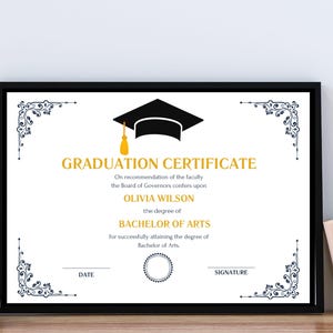High School Senior Diploma Zertifikat der Abschlussklasse von 2024 Instant Download Printable
