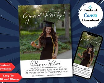 Graduation Party Invitation, Grad Party Invite, Template Editable, Graduation Announcement, Graduation Party Invite Download, Class of 2025