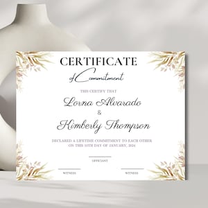 Zertifikat über Engagement Vorlage I Canva Vorlage, bearbeitbares Hochzeitsandenken, benutzerdefinierte Heiratsurkunde, bearbeitbare Hochzeitsurkunde