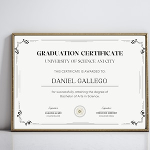 Editable College Diploma with Gold Seal Printable College Graduation Diploma Template Graduation Certificate Instant Download File