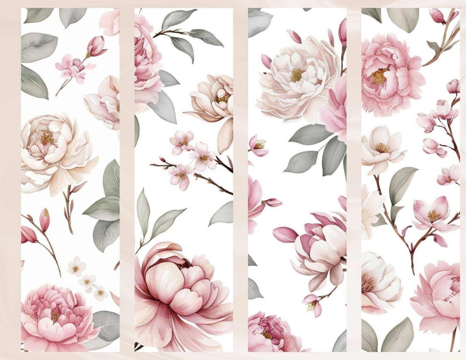 Pink Watercolor Floral Printable Paper Seamless JPG Shabby Chic Digital ...