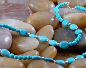 Necklace of turquoise and sterling silver