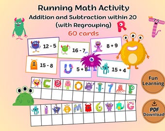 Running Math Activity – Addition and Subtraction within 20 with Regrouping