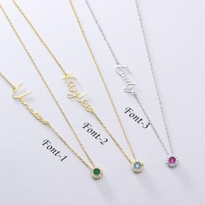 Name and Birthstone Necklace, Handmade Name necklace with Birthstone, Custom Name Necklace, Mom Jewelry, Gift for Her, Gift for Women