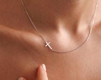 925 Sterling Silver Religious Cross Charm, Cross Jewelry, Modern Cross Necklace, Communion, Baptism, Beachy & Preppy Jewelry, Gift For Mom