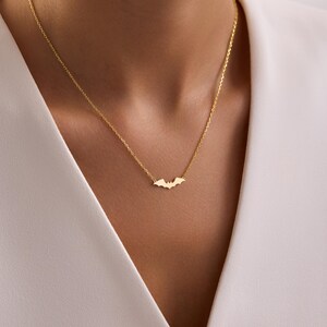 Gold Bat Pendant Necklace, Minimalist Bat Charm, Modern Gothic Necklace, Spooky Season Necklace, Halloween Bracelet, Necklace Gift for Her