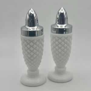 Vintage Westmoreland Milk Glass English Hobnail Salt and Pepper Shaker Set Mid Century