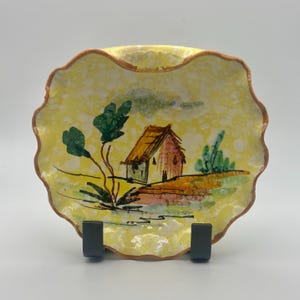 Handpainted Italian Trinket Dish Scalloped Edge