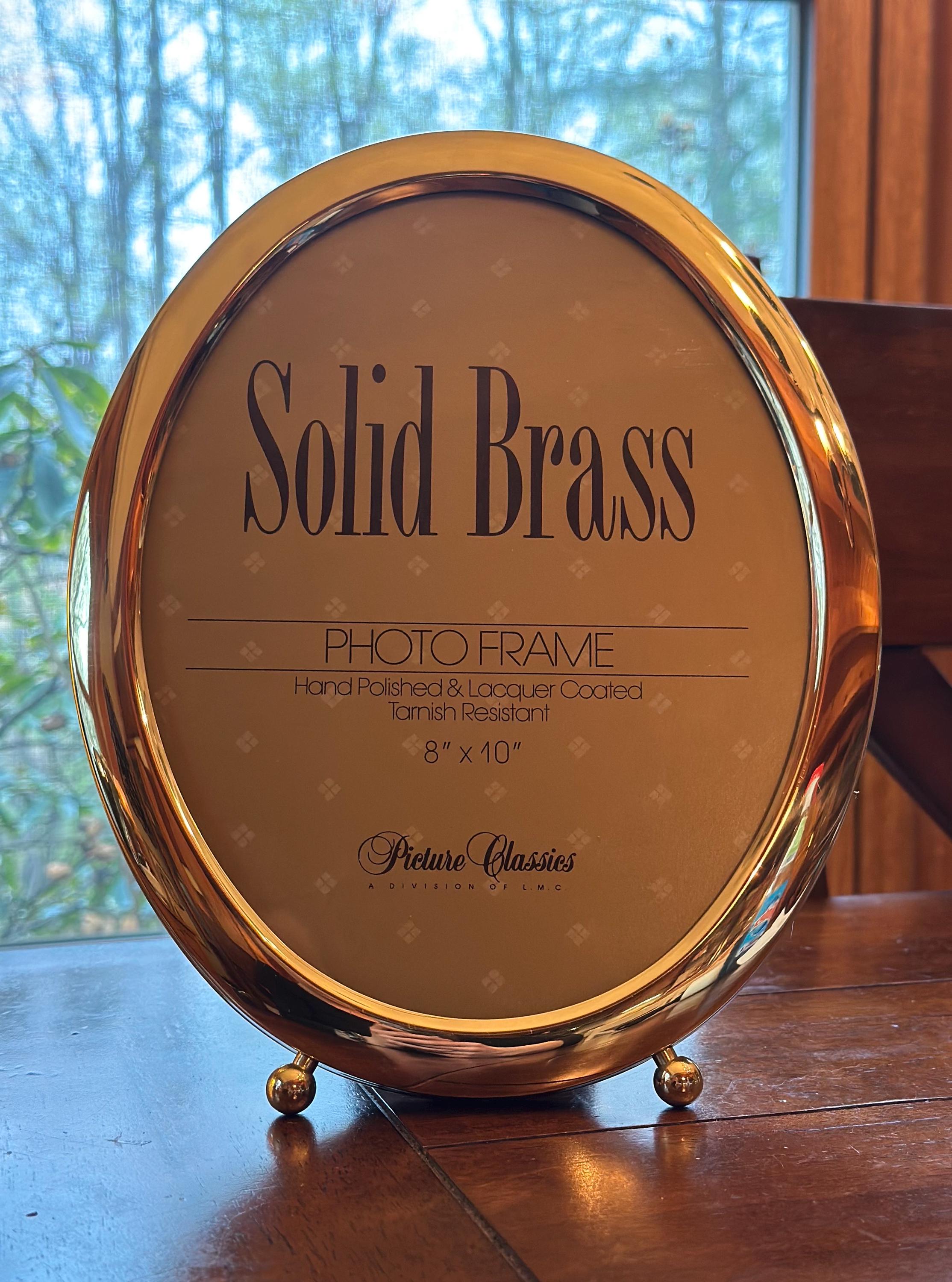 Vintage Solid Brass 8x10 Oval Metal Picture Frame Made in Korea