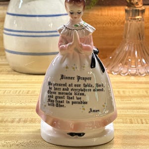 Vintage Porelain “Dinner Prayer” Lady Serviettenhalter Mid Century