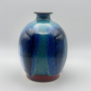Small Drip Glaze Bud Vase Glaze Dripping Design Vibrant Colors Blue Green Teal Copper