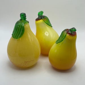 Glass Pears Kitchen Decor Yellow Orange Green