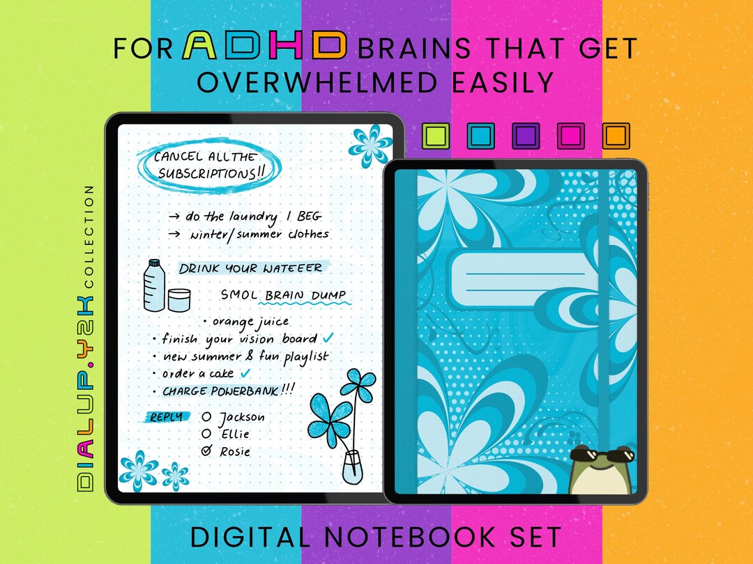 Y2K Digital Notebook for ADHD, 2000s Aesthetic Goodnotes Notebook ...