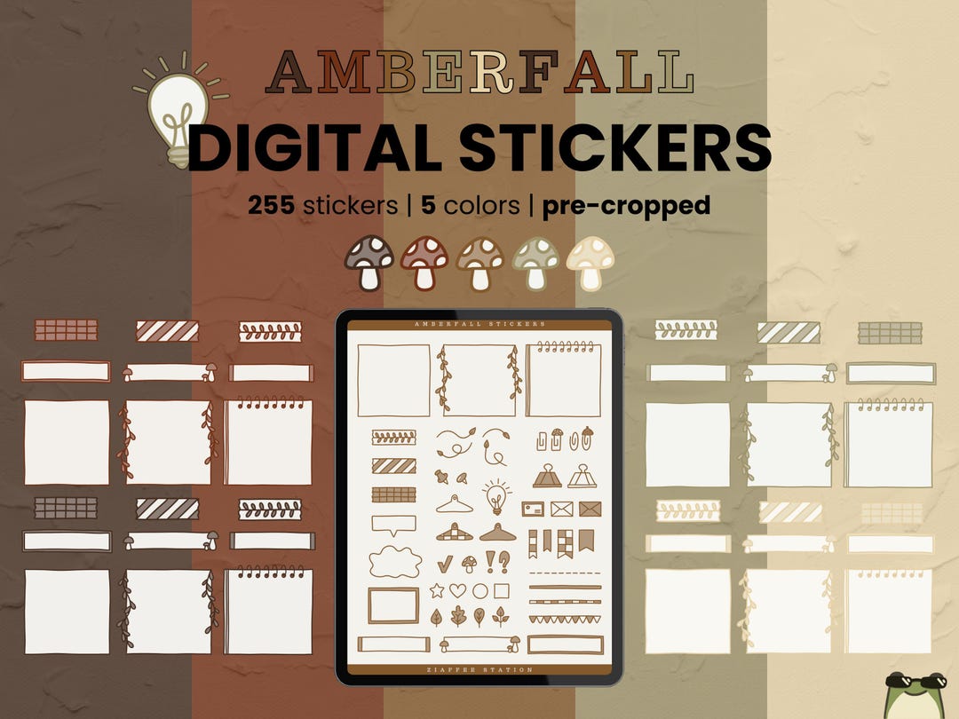 Cozy Fall Digital Journal Stickers | Mushroom & Leaf Stickers | Autumn ...