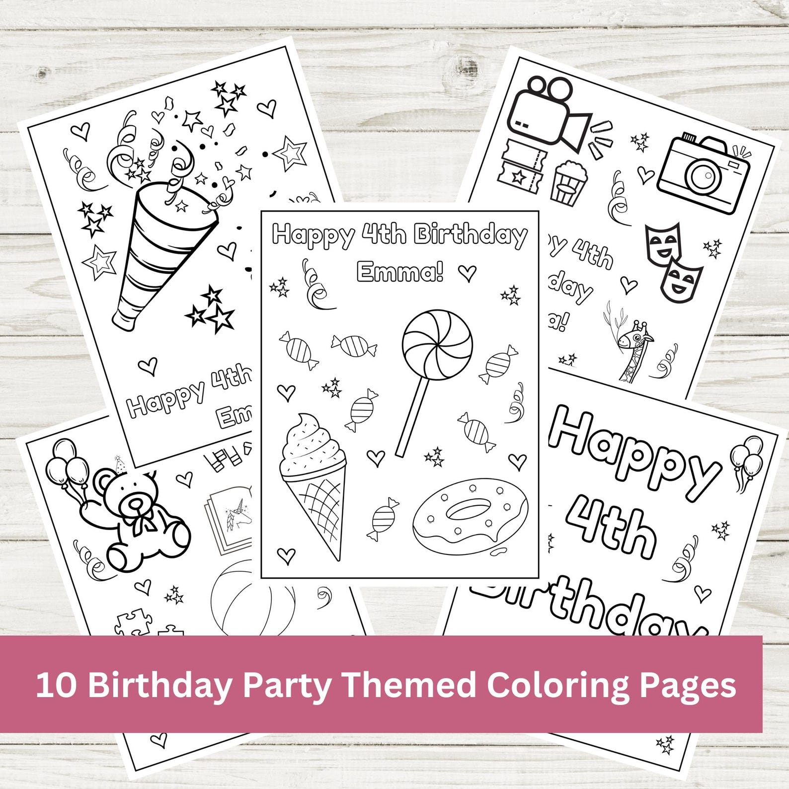 Personalized Birthday Coloring Pages Editable Printable 10 Party-themed ...
