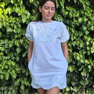 Embroidered Mini Dress with Pockets - Size 40
