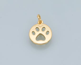 Paws charm dog paw pet charm 18k Gold Filled charm for Charm Bar Bracelets and Necklaces Silver Pave CZ Minimalist Charms