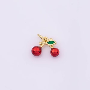 Cherry Cherries Fruit Charms 10x11mm 18k Gold Filled for Charm Bar Bracelets and Necklaces White Gold Silver Pave CZ Minimalist Charms