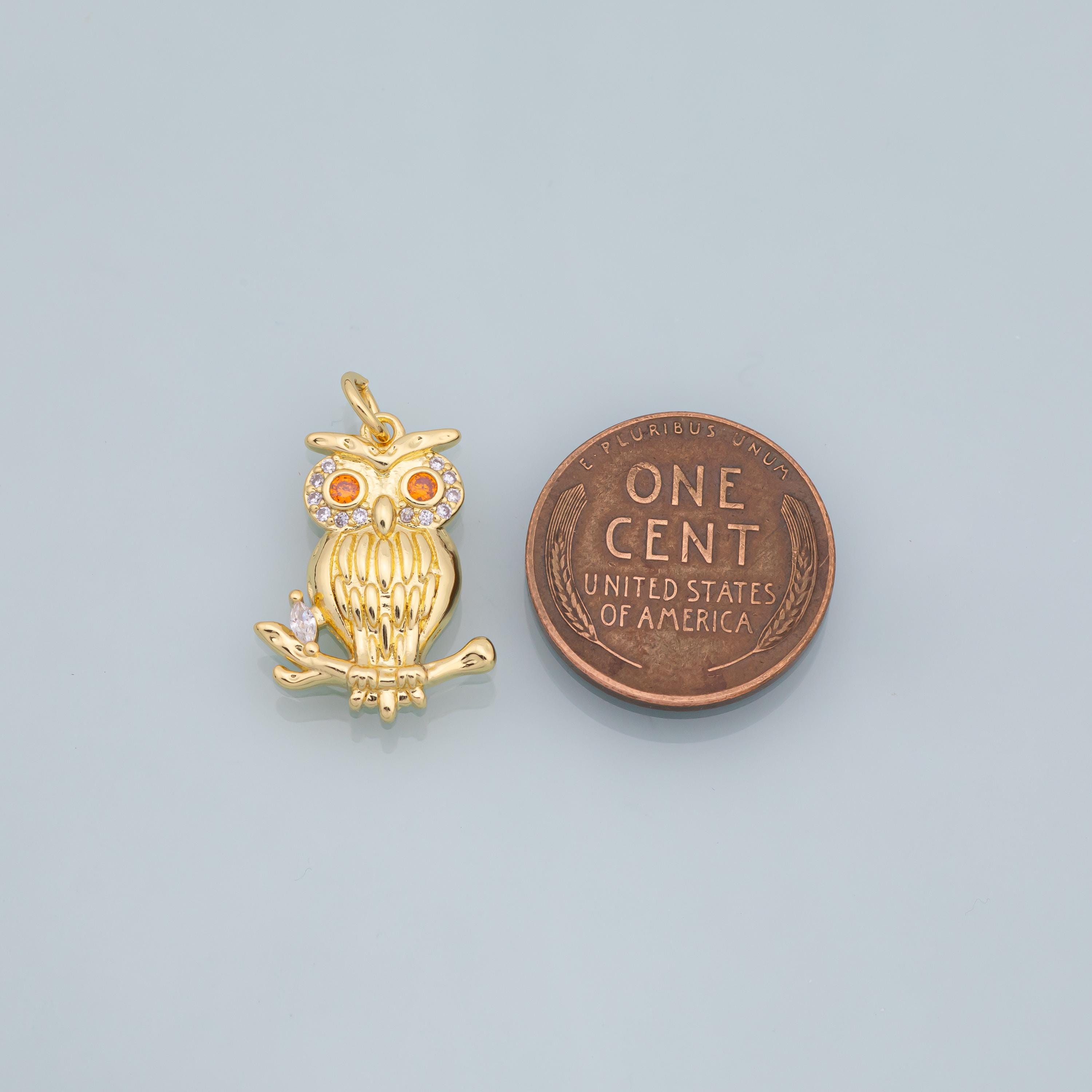 フクロウチャーム 18Kゴールドフィルドチャームバーブレスレットと