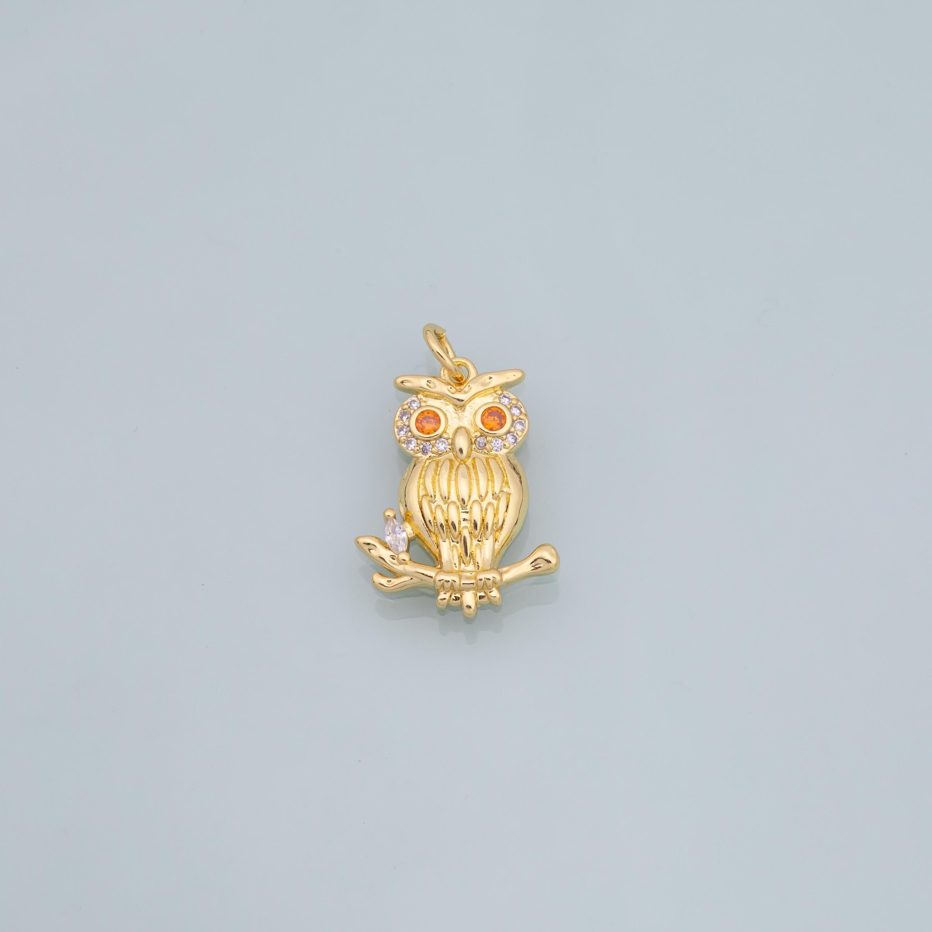 フクロウチャーム 18Kゴールドフィルドチャームバーブレスレットと