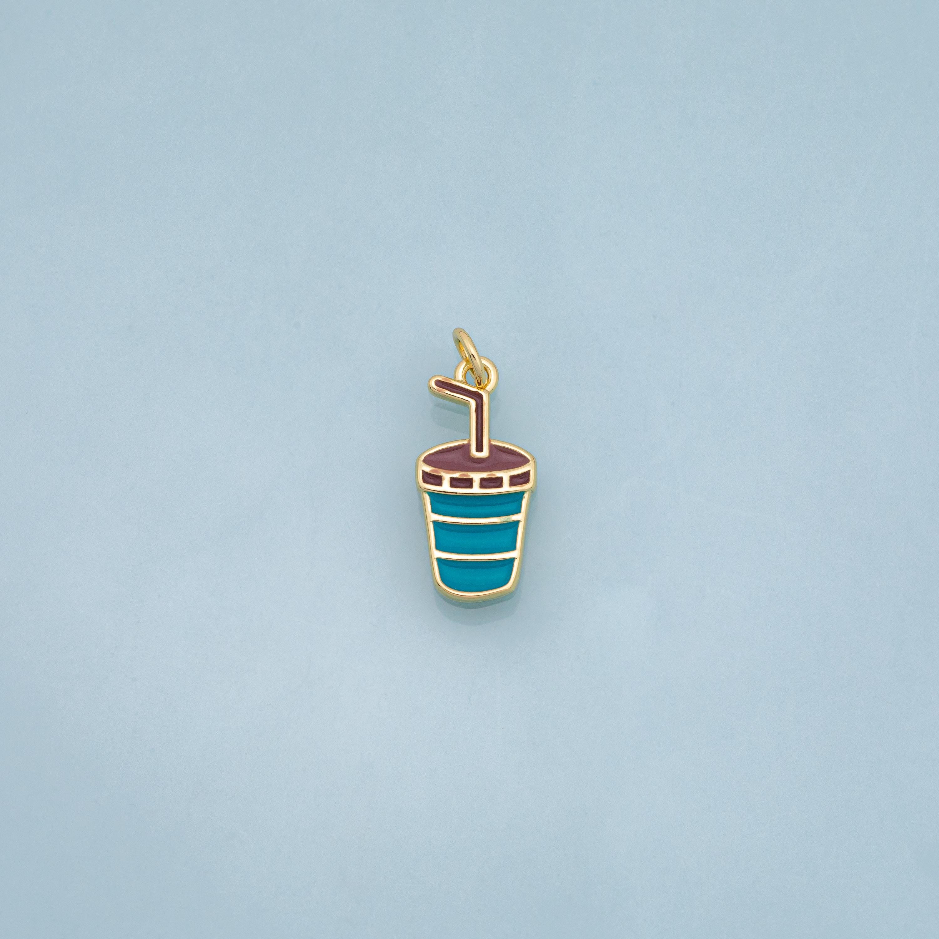 Large soda drink fast food charm enamel charm 18K Gold Filled for Charm Bar Bracelets and Necklaces Charms