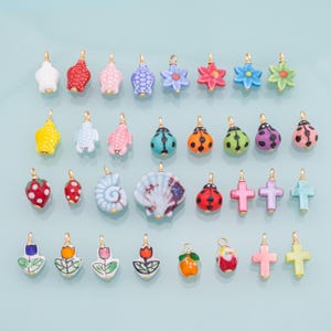 Colorful ceramic charm handmade painting ceramic porcelain animal flower vintage charm for necklace bracelet jewelry making supply