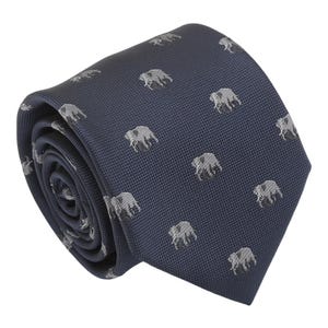 Navy Elephant Tie, Woven Tie, Animal Patterned Tie, Casual Tie, Handmade Tie, Blue Tie, Holiday Gift, Gift for Men