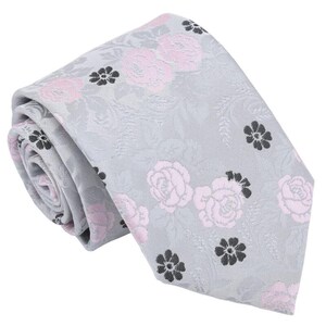 Silber und rosa Blumen Rosen Krawatte, Klassische Krawatte, Lässige Krawatte, Handgemachte Krawatte, Rote Krawatte, Weihnachtsgeschenk, Geschenk für Männer