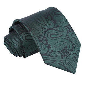 Emerald Green Paisley Tie: Handmade Woven Microfibre Classic Tie