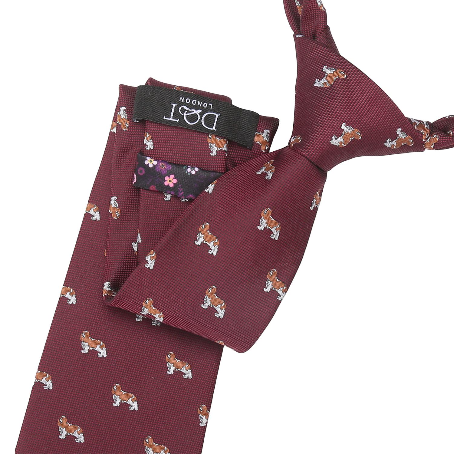 Burgundy Cavalier King Charles Spaniel Embroidered Woven Tie - Etsy