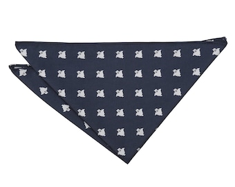 Navy Blue Embroidered Ghost Pocket Square, Halloween Men's Accessory