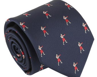 Navy Blue Boxing Tie, Handmade Microfibre
