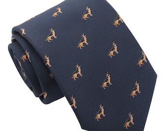 Corbata tejida bordada azul marino con diseño de pastor alemán, regalo para amantes de los perros