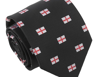 Schwarze St. George Flaggenkrawatte, England Pride Krawatte