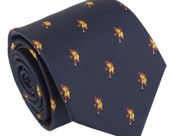 Navy Blue Basketball  Tie, Handmade Microfibre