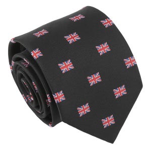 Black British Union Jack Flag Tie, Woven Tie, Casual Tie, Handmade Tie, Black Tie, Holiday Gift, Gift for Men, National Day, UK Necktie