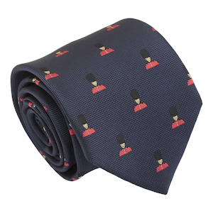 Navy Blue King&#39;s Guard Tie, Woven Tie, British Icon Patterned Tie, Casual Tie, Handmade Tie, Blue Tie, Holiday Gift, Gift for Men