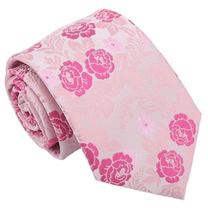 Rosa Krawatte mit Rosenmuster, Klassische Krawatte, Lässige Krawatte, Handgemachte Krawatte, Rote Krawatte, Weihnachtsgeschenk, Geschenk für Männer